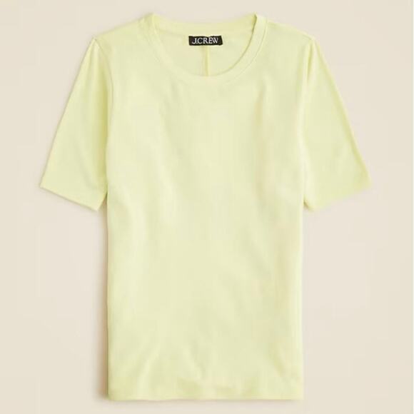J.Crew Refined Rib Elbow Sleeve T-Shirt Pale Flax Size Medium - Picture 1 of 6